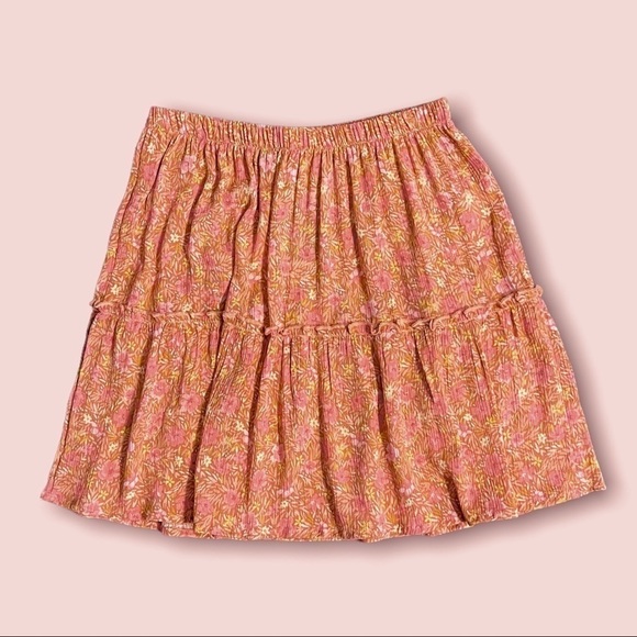 Pink Rose Boho Floral Mini Skirt in Coral Size S - Picture 1 of 7